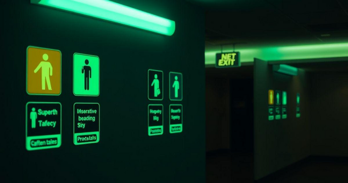 Placas de sinalização fotoluminescente garantem segurança e orientação inigualáveis