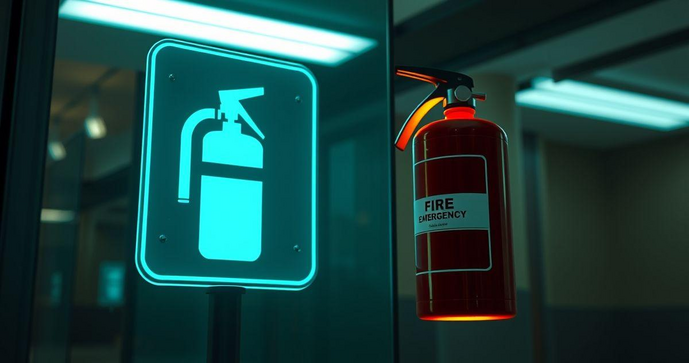 Placa de sinalização de extintores fotoluminescente para segurança eficaz