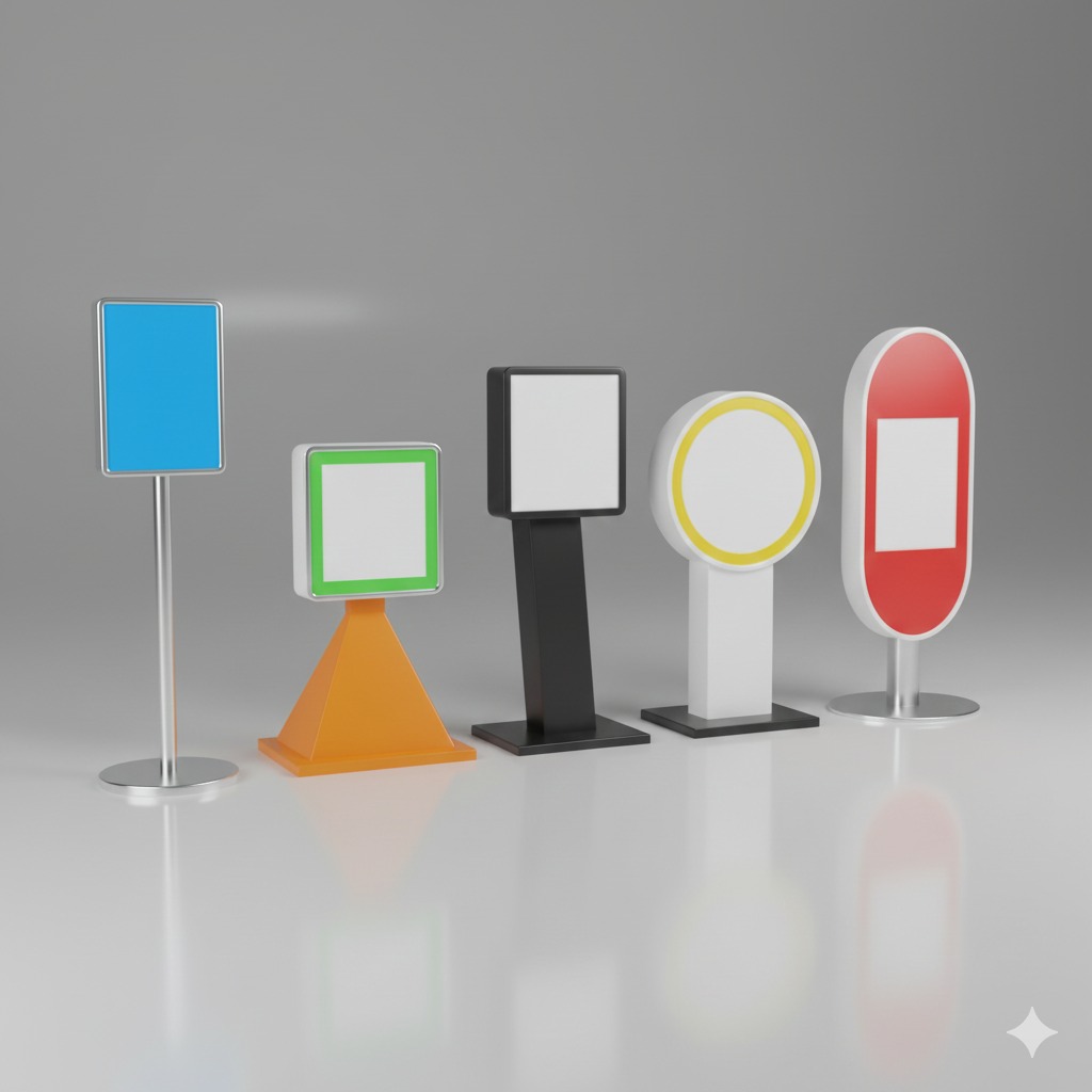 pedestal totem com fita retrátil de 5 metros