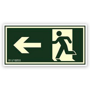 Placa sinalização de rota de fuga